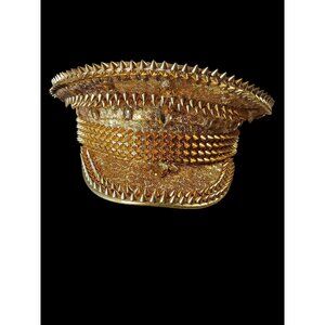 Gold Spike Sequin Captain Hat Punk Rock Masquerade Festival Concert
